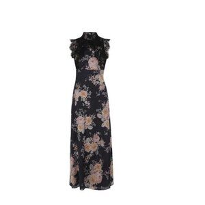 Maison Armory Black Moonlight Rose Floral & Lace Slip Dress XSmall, MSRP $299.